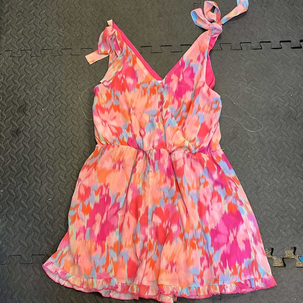 Pink Lily Multicolor Tie-Shoulder Romper